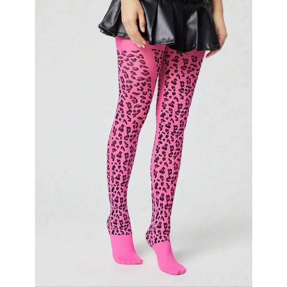 Pink Cheetah Patterned Tights